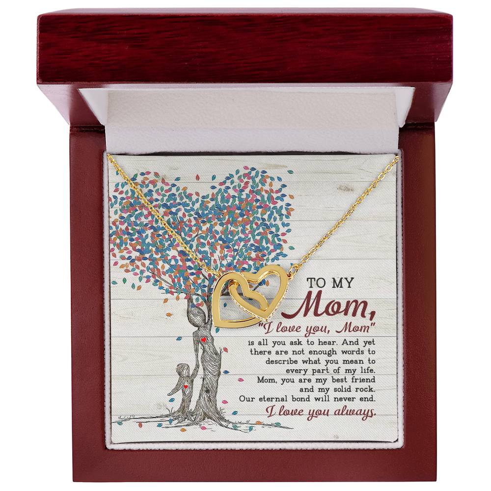 Tree Heart To My Mom Interlocking Hearts Necklace With Message Card Gift for Mom