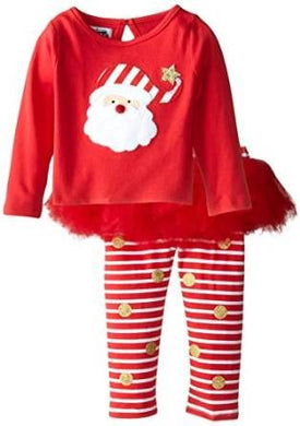 Mud Pie Baby Girls Christmas Holiday Santa Skirt Set