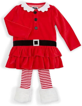 Mud Pie Little Girls Christmas Santa Tunic And Legging Set