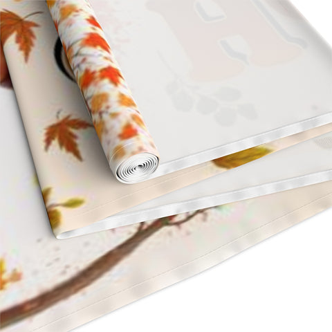 Image of Thanksgiving Fall Hello Autumn Table Runner - Design for Dining Decoration, 16''x72'' or 16''x90'' (Cotton, Poly)