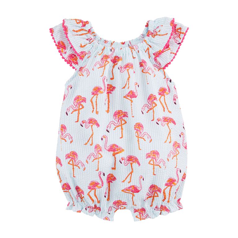 Mud Pie Little Girls Flamingo Bubble / Romper