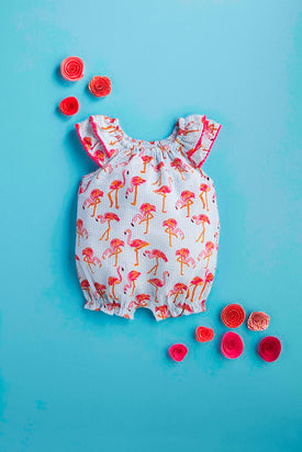 Mud Pie Little Girls Flamingo Bubble / Romper