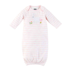 Mud Pie New Born Baby Girl Easter Pink Crochet Bunny Gown 0-3M