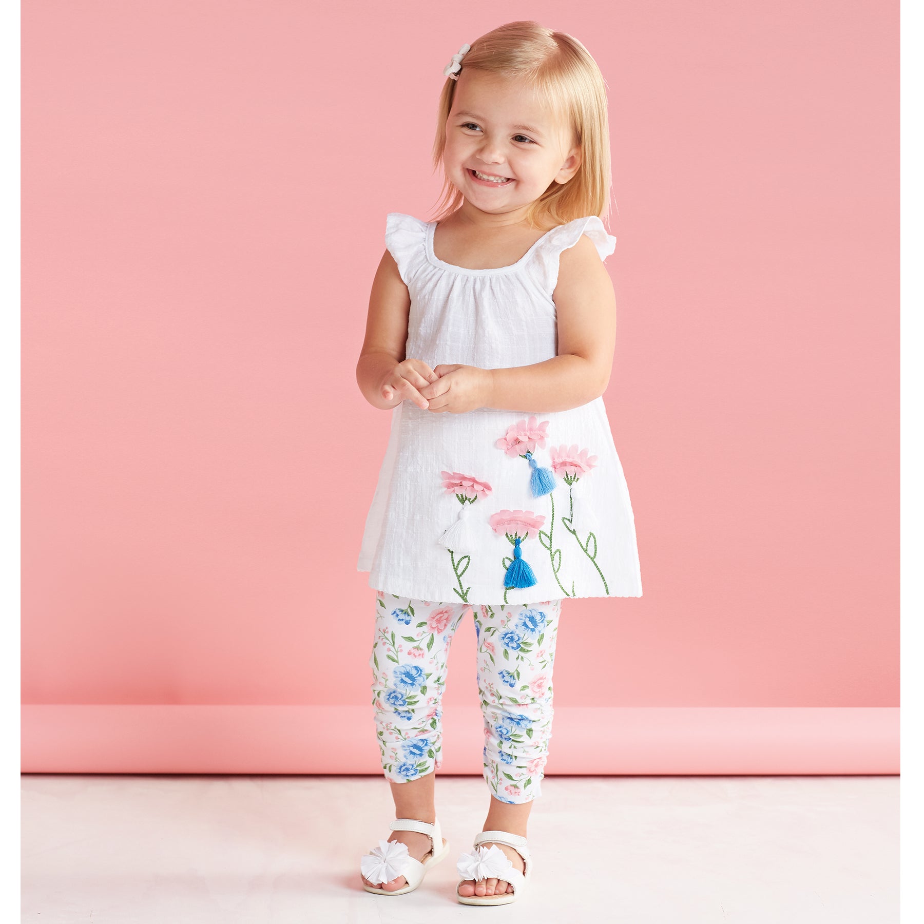 Mud Pie Girls Spring Summer Floral Tunic Capri Set