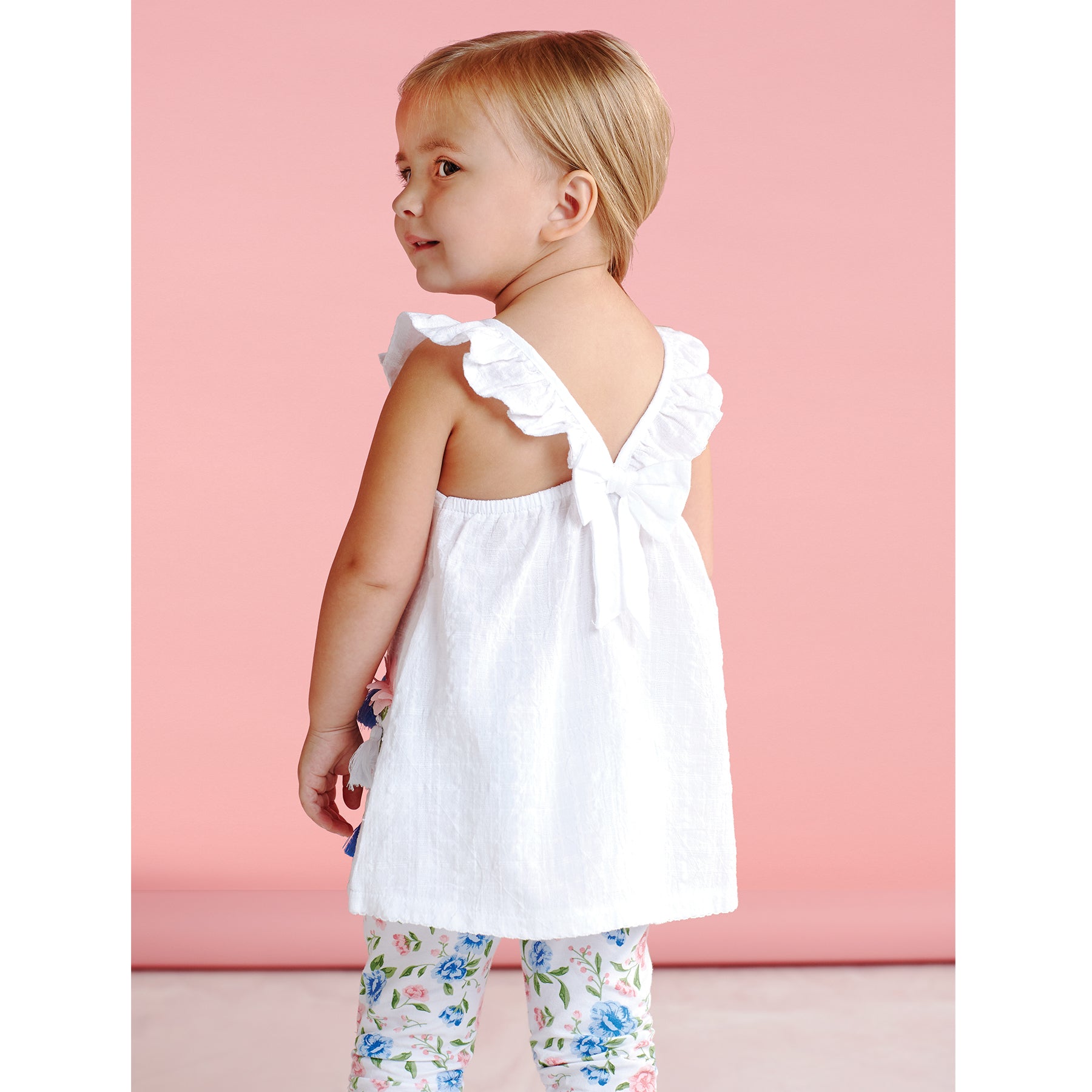 Mud Pie Girls Spring Summer Floral Tunic Capri Set