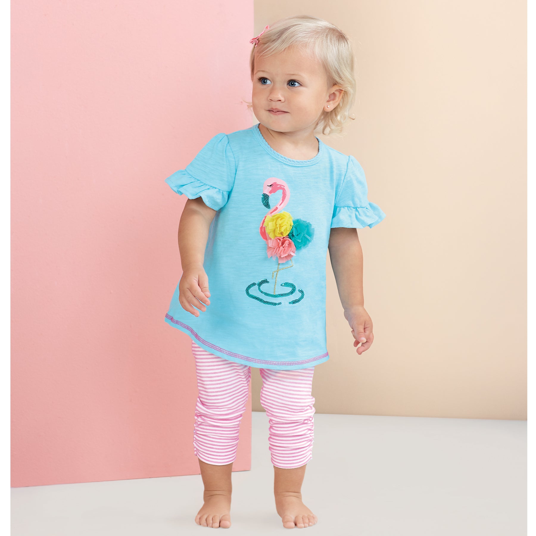 Mud Pie Girls Flamingo Tunic & Capri Set