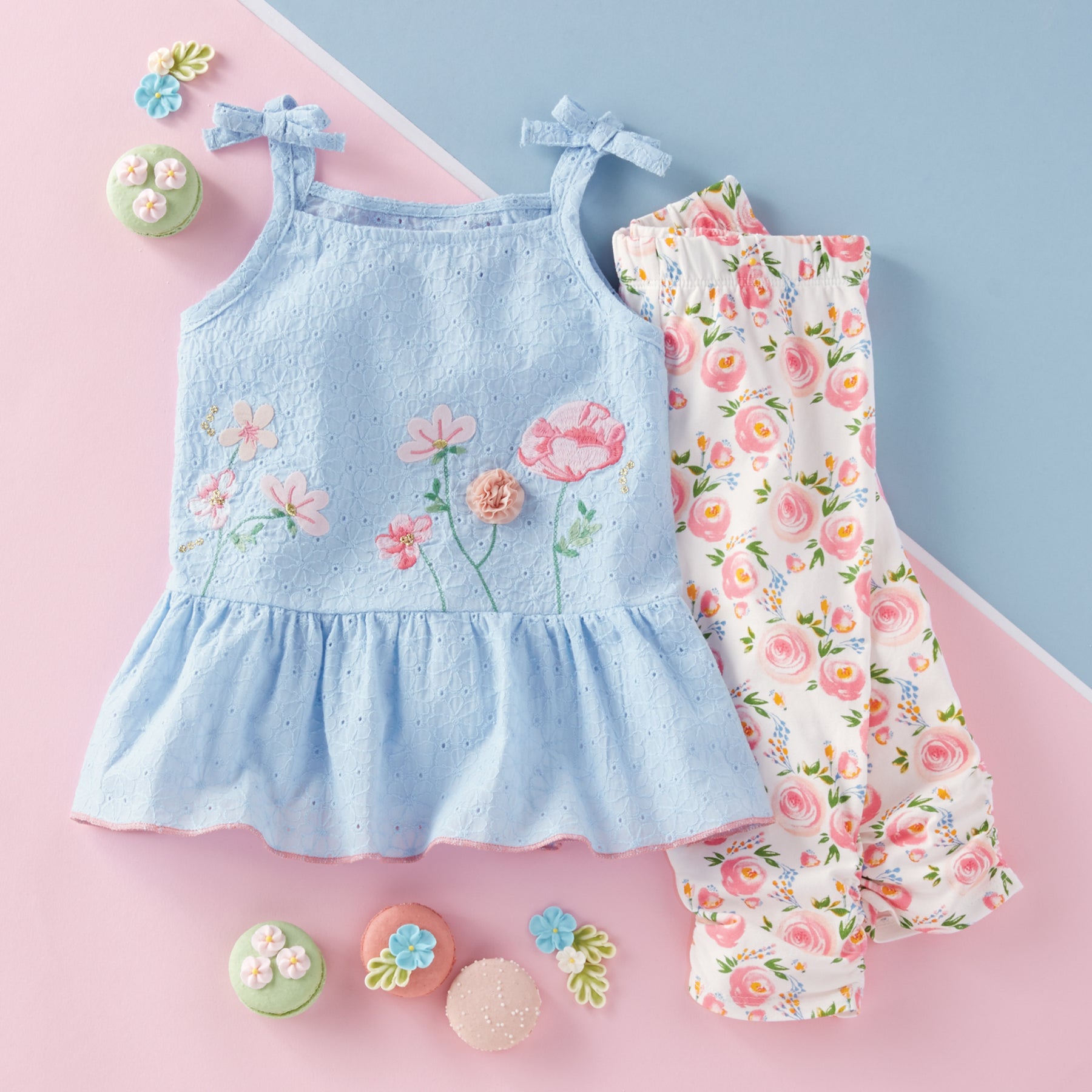 Mud Pie Girls Spring Summer Garden Tunic & Capri Set