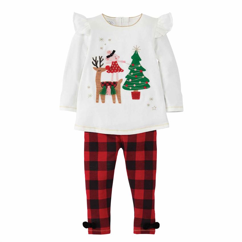 Mud Pie Girls Christmas Holiday Reindeer Mouse Tunic Legging Set