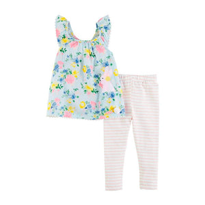 Mud Pie Little Girls' Easter Bunny Floral Tunic and Legging Set