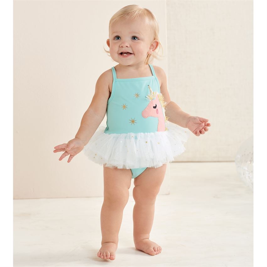 Mud Pie Baby Girl Unicorn Mesh Tutu One-Piece Swimsuit
