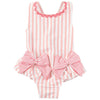 Mud Pie Baby Girl Striped Pink Bow Swimsuit Size 3 Months to 5T