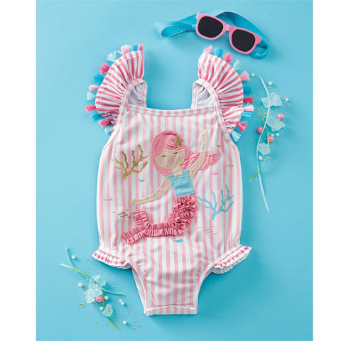 Image of Mud Pie Baby Girl Mermaid One-Piece Swimsuit