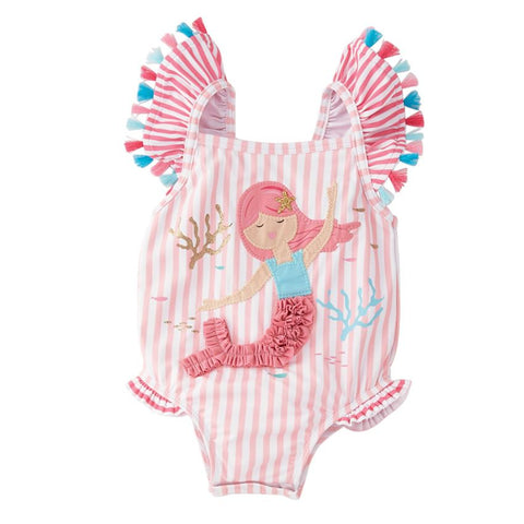 Image of Mud Pie Baby Girl Mermaid One-Piece Swimsuit