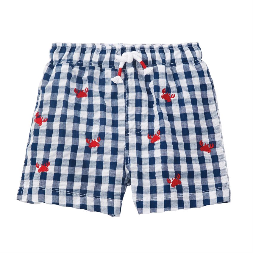 Mud Pie Boy Crab Schiffli Swim Trunks 6 Months to 5T