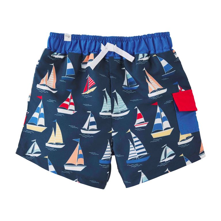 Mud Pie Little Boys Sailboat Swim Trunks