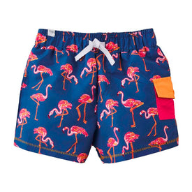 Mud Pie Little Boys Flamingo Swim Trunks