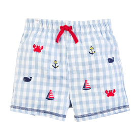 Mud Pie Little Boy's SCHIFFLY Gingham Swim Trunks