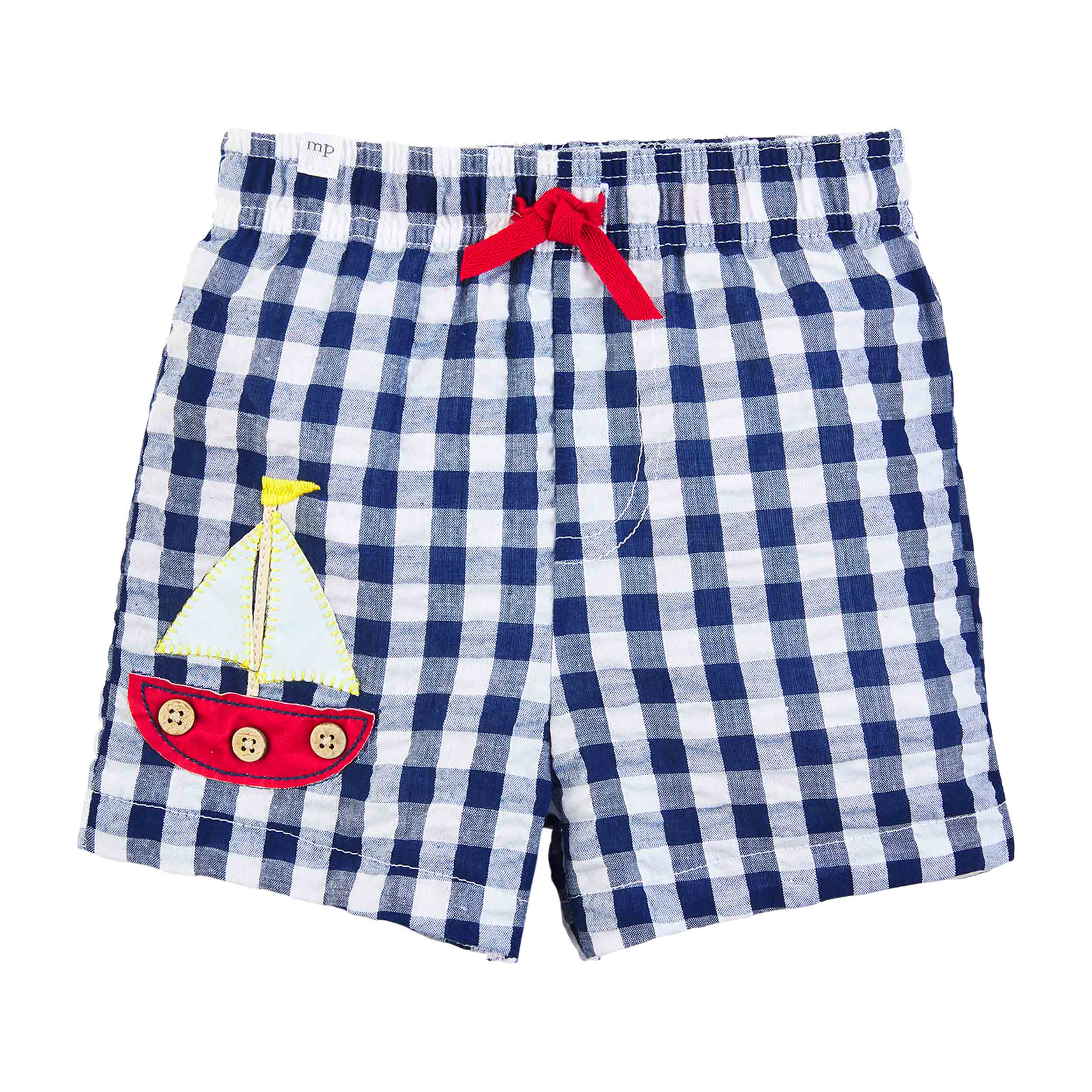 Mud Pie Little Boy's Sailboat Gingham Swim Trunks