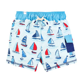 Mud Pie Little Boy's Sailboat Swim Trunks