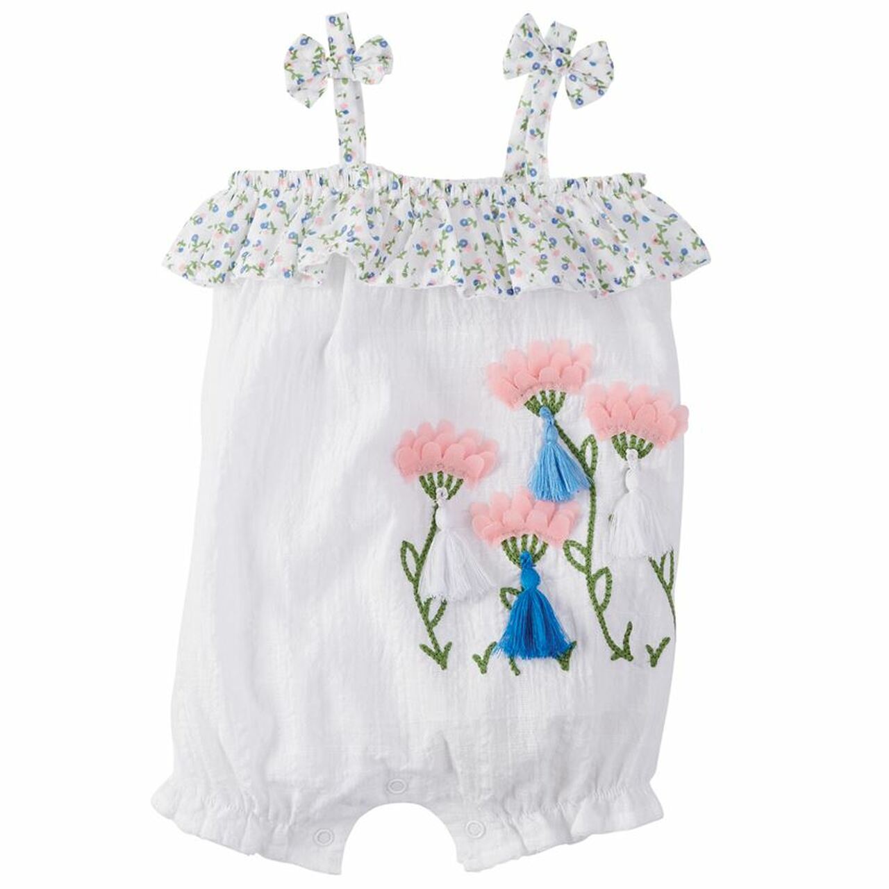 Mud Pie Baby Girl Chiffon Flower Bubble/ Romper
