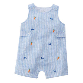 Mud Pie Baby Boy Easter Bunny Carrot Schiffli Shortall