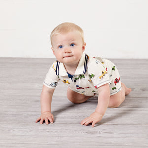Mud Pie Baby Boy Tractor Collar Shortall Size 3 Months to 18 Months