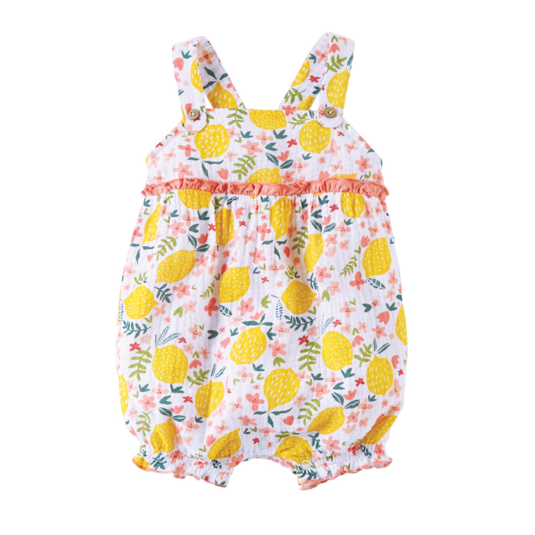 Mud Pie Baby Girls Lemon Floral Bubble Size 3 Months to 18 Months
