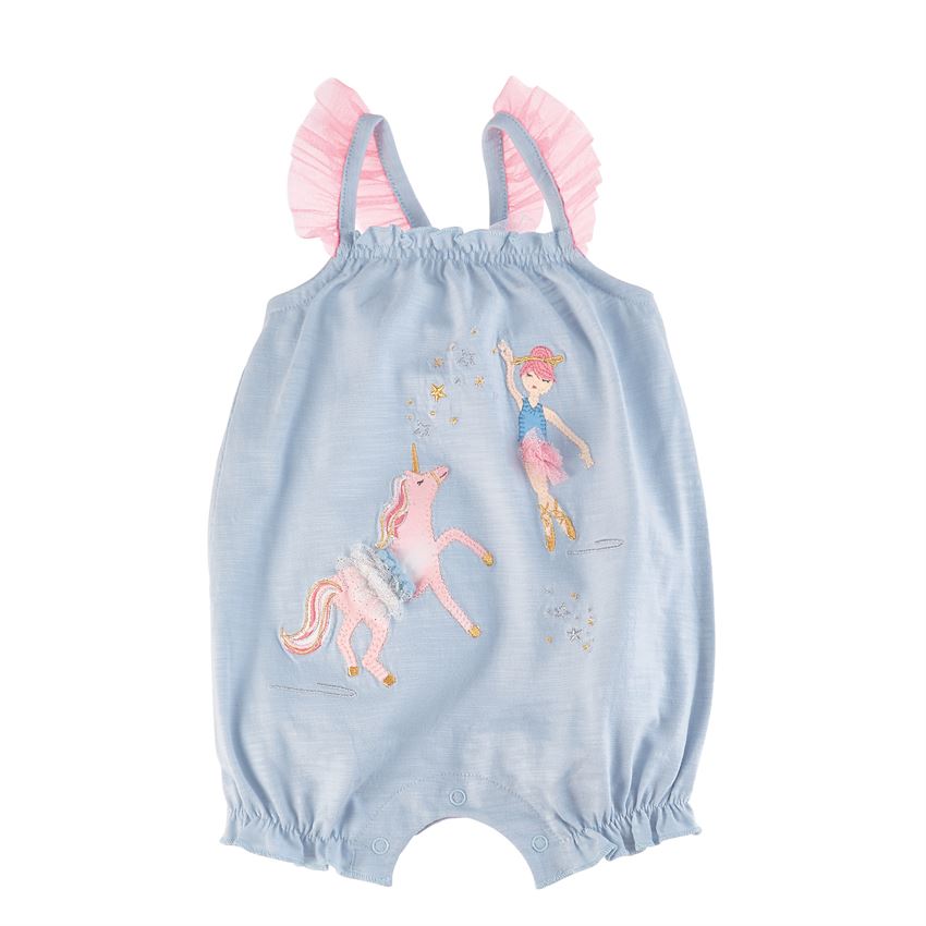 Mud Pie Baby Girl BALLERINA Unicorn Bubble Romper 3M-18M