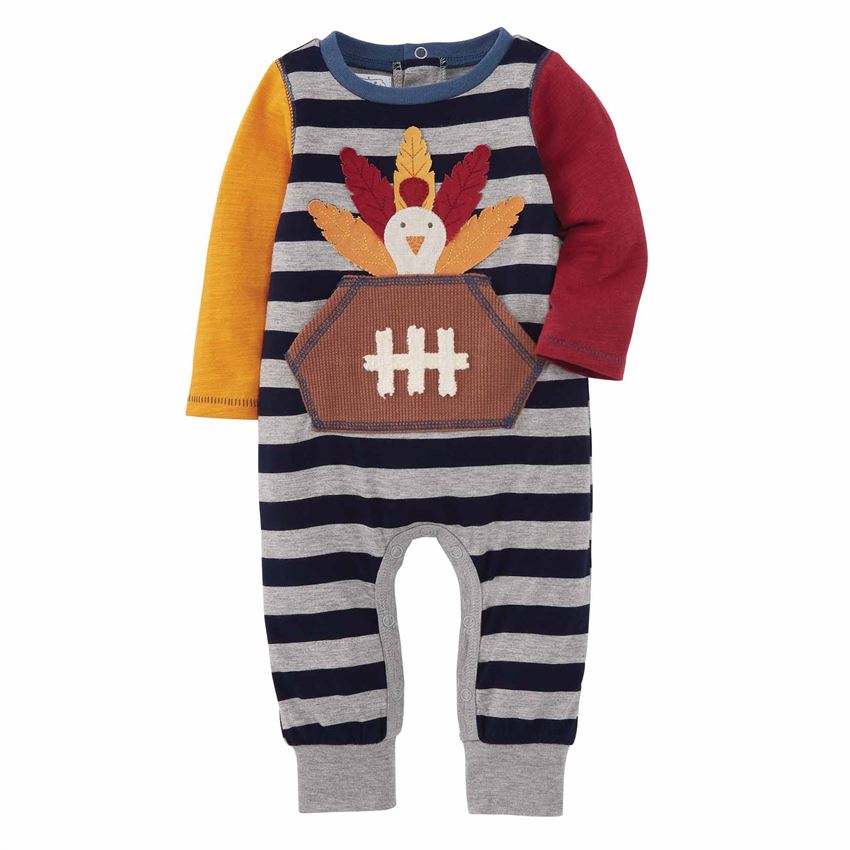 Mud Pie Thanksgiving Turkey Football Longall / One Piece