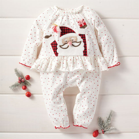 Image of Mud Pie Girl Christmas Red Santa One Piece / Romper