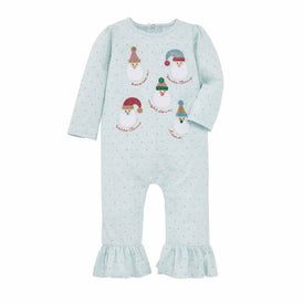 Mud Pie Girl Christmas Holiday Blue Santa One Piece / Romper