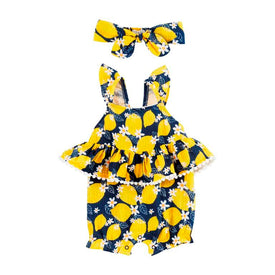 Mud Pie Baby Girls Lemon Bubble & Headband Set