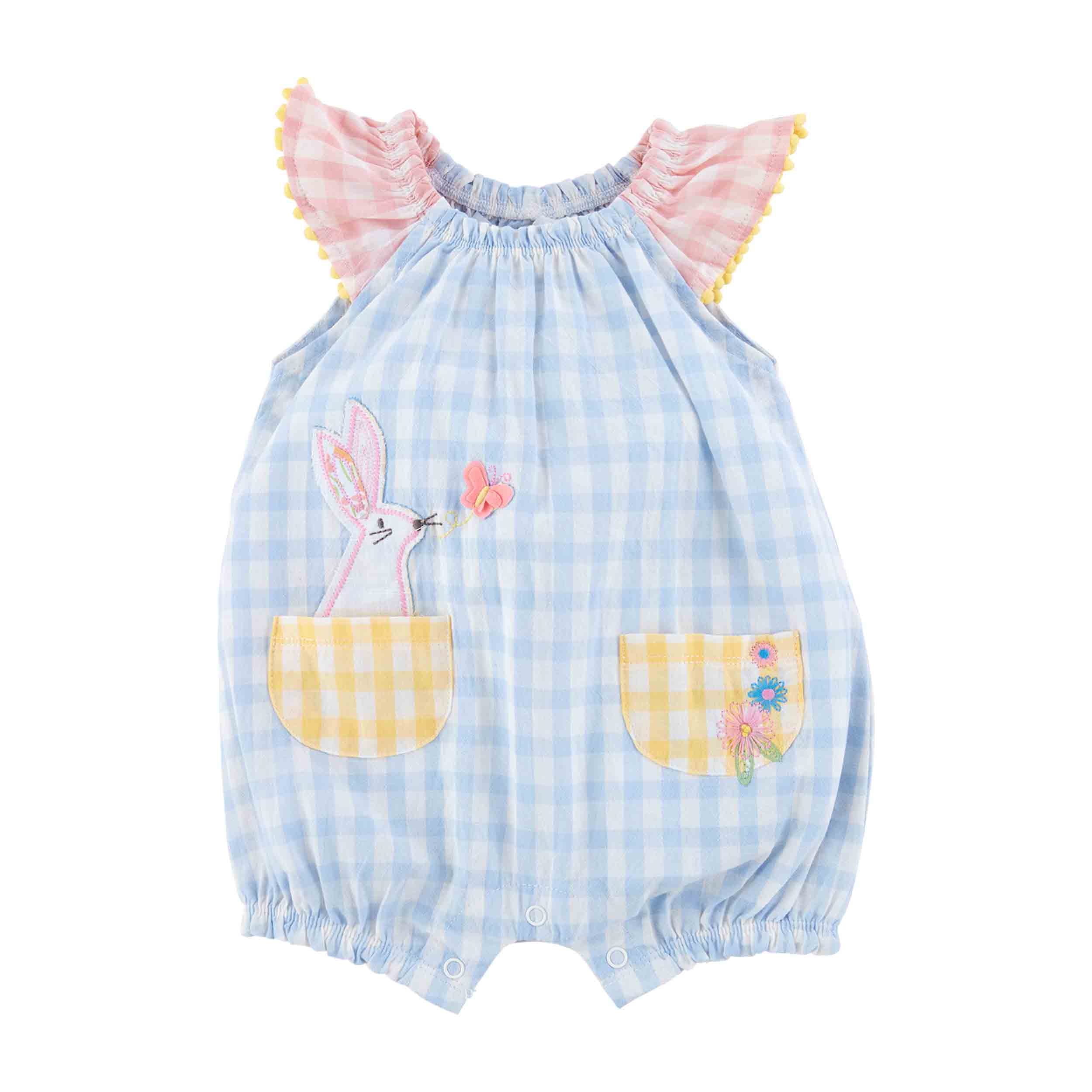 Mud Pie Little Girl Easter Bunny Gingham Romper