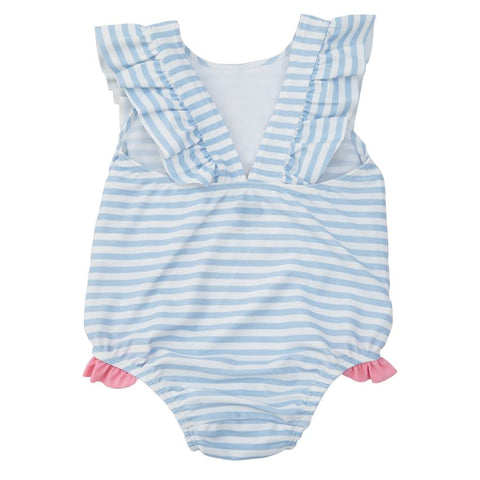 Image of Mud Pie Baby Girl Striped Sail Away Swimsuit Size 3 Months to 5T