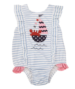 Mud Pie Baby Girl Striped Sail Away Swimsuit Size 3 Months to 5T
