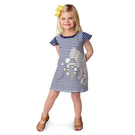 Mud Pie Baby Girls Spring Summer Cat Striped Dress