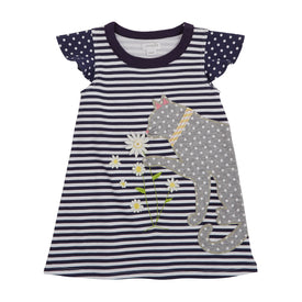 Mud Pie Baby Girls Spring Summer Cat Striped Dress