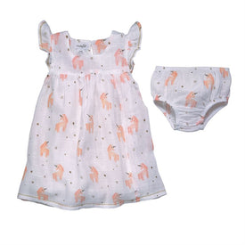 Mud Pie Baby Girls' Muslin Unicorn Dress