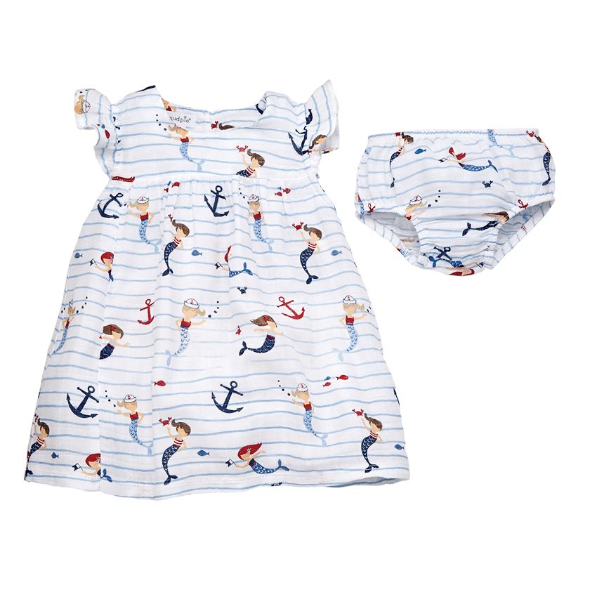 Mud Pie Baby Girls' Muslin Sailaway Applique Dress