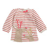 Mud Pie Girls Christmas Holiday Red Striped Reindeer Applique Dress