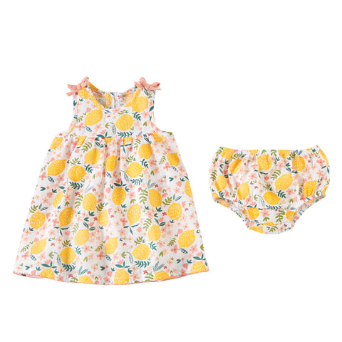 Image of Mud Pie Baby Girl Lemon Floral Dress
