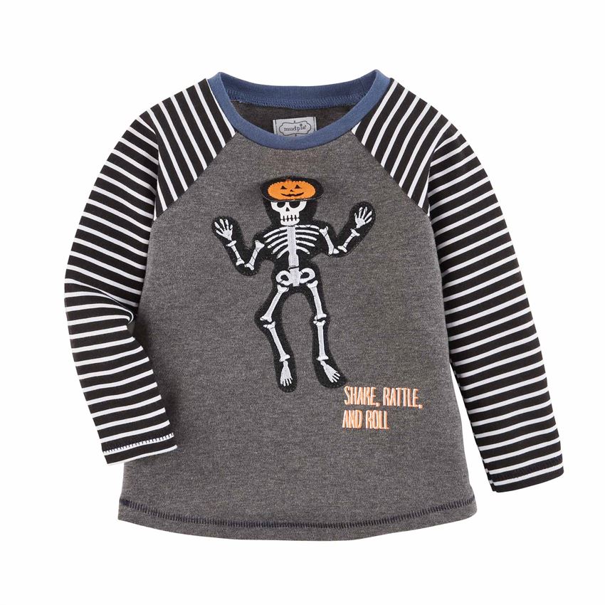 Mud Pie Halloween Boy Skeleton / Haunted House T-Shirt