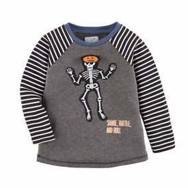 Mud Pie Halloween Boy Skeleton / Haunted House T-Shirt