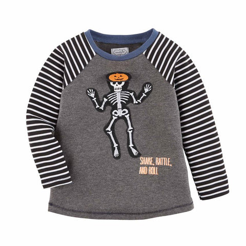 Image of Mud Pie Halloween Boy Skeleton / Haunted House T-Shirt