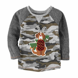 Mud Pie Christmas Holiday Boy Puppy Camo T-Shirt 12/18M