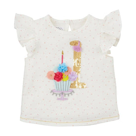 Mud Pie Baby Girl One Birthday Shirt 12/18M