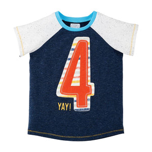 Mud Pie Baby Boy Four Birthday Shirt 4T