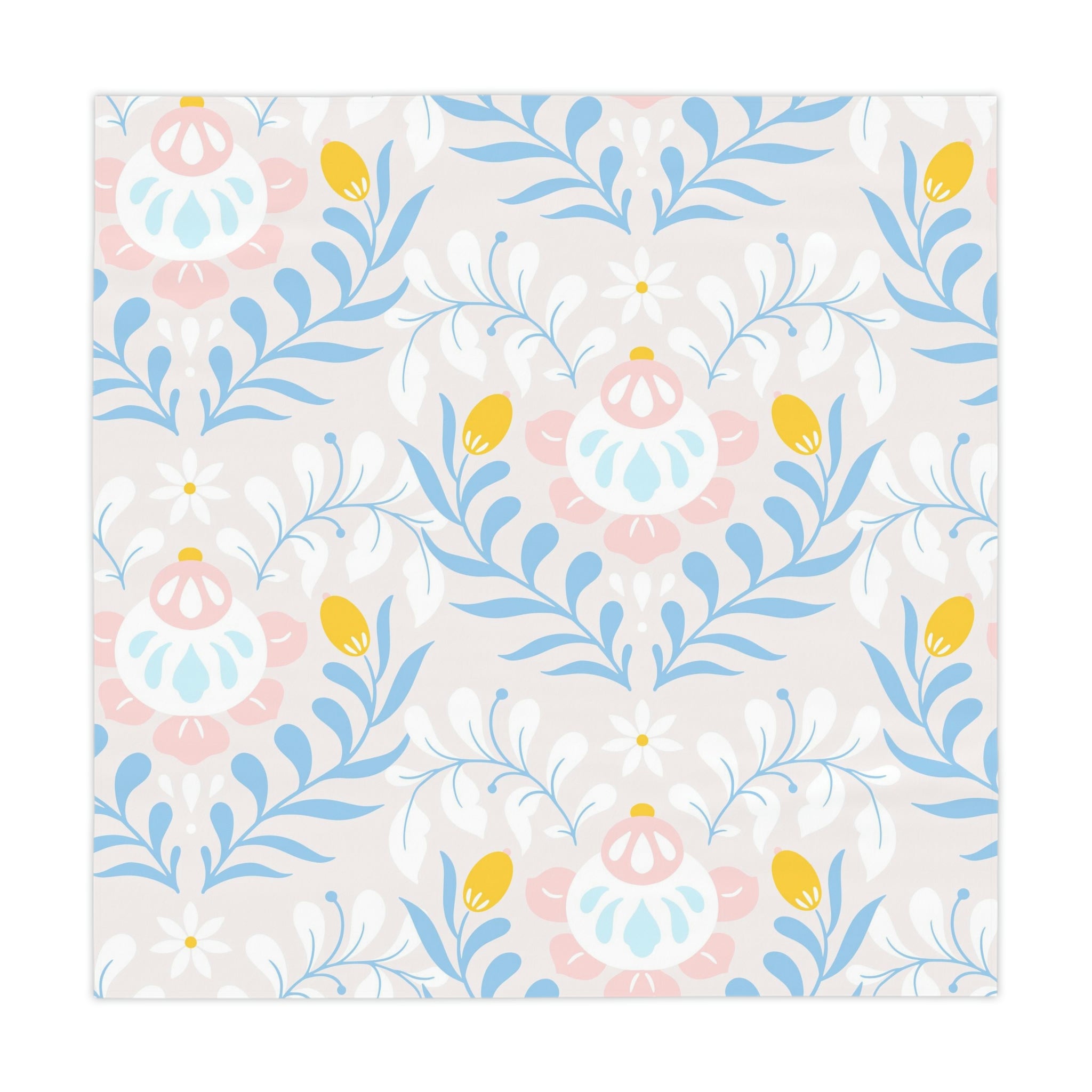 Easter Flower Square Tablecloth 55.1''x55.1''-Polyester--Table Cover for Dining Table, Easter Dinner Party, Holiday Party Table Decor