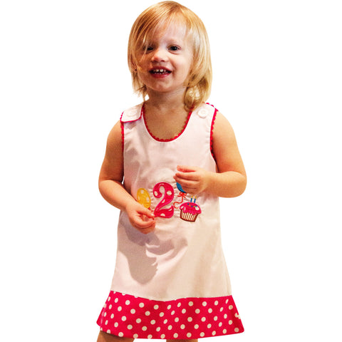 Dana Kids Birthday Girl #2 Cupcake Balloons Reversible Dress 2T