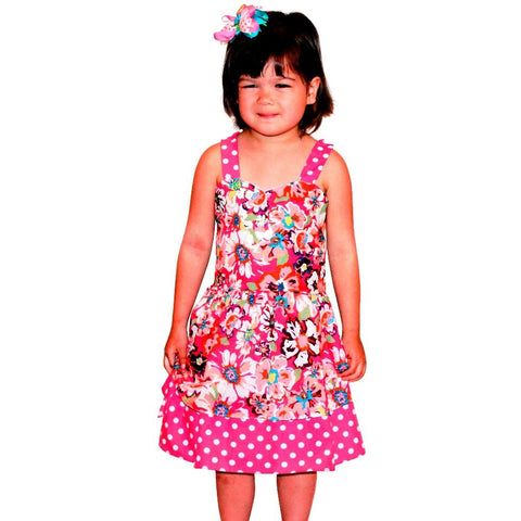 Dana Kids Spring Easter Summer Pink Flower Dot Girl Dress Size 4-10